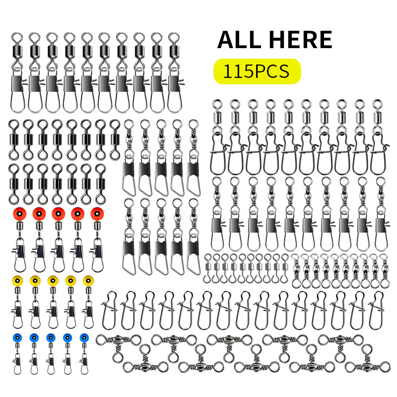 Freshwater Fishing Kit - 115pcs Fishing Swivel Connectors Kit with