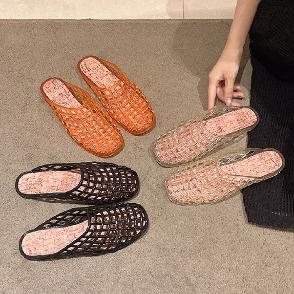 Fishing Net - Round Toe PVC Crystal Slippers Soft
