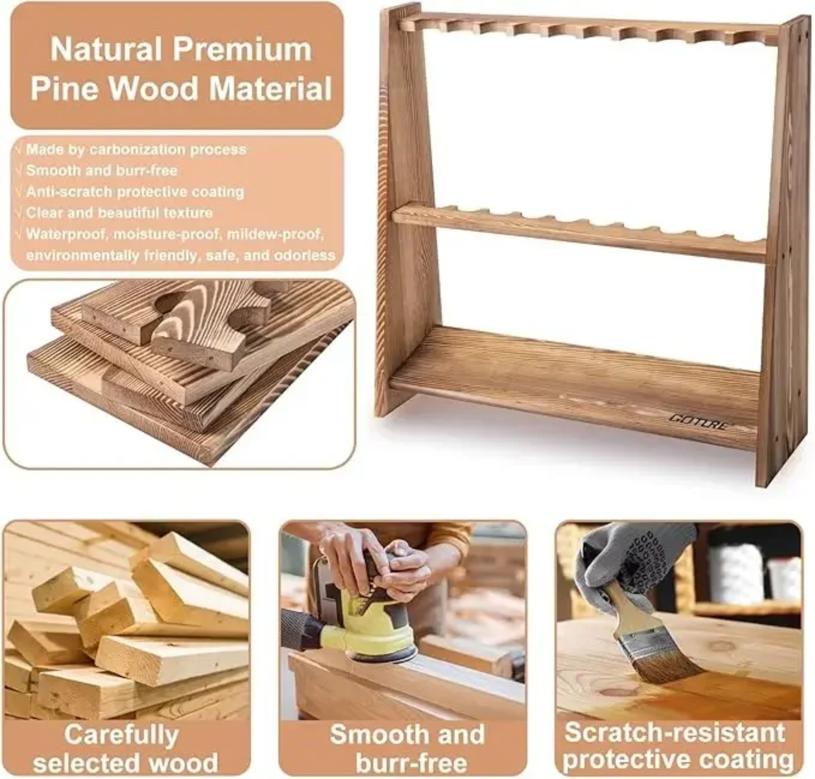 Goture Carbonized Pine Wood Fi - Fishing Equipment Storage 评论和价格