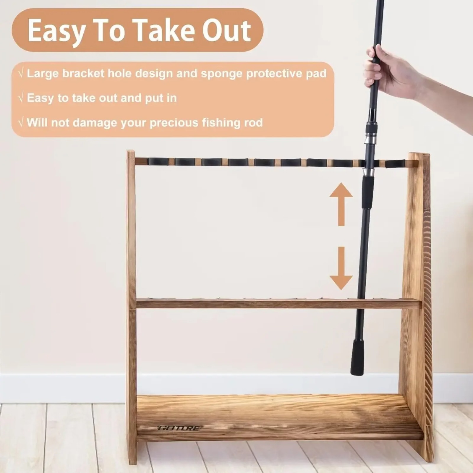 Goture Carbonized Pine Wood Fi - Fishing Equipment Storage 评论和价格
