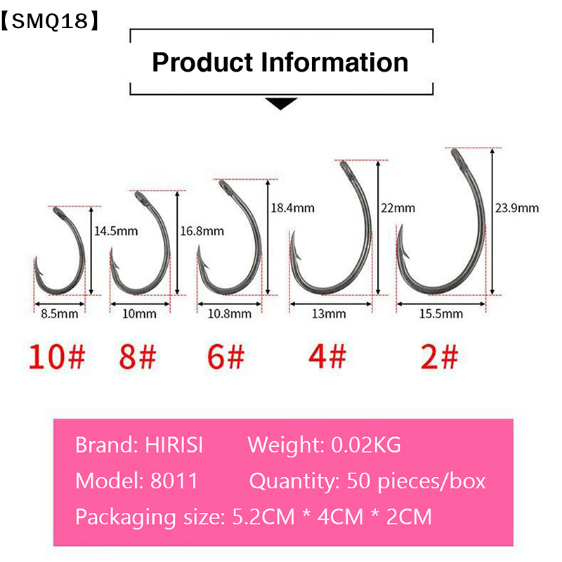 Hirisi 50pcs Boxed  Hooks Barb - Fishing Equipment Storage 评论和价格