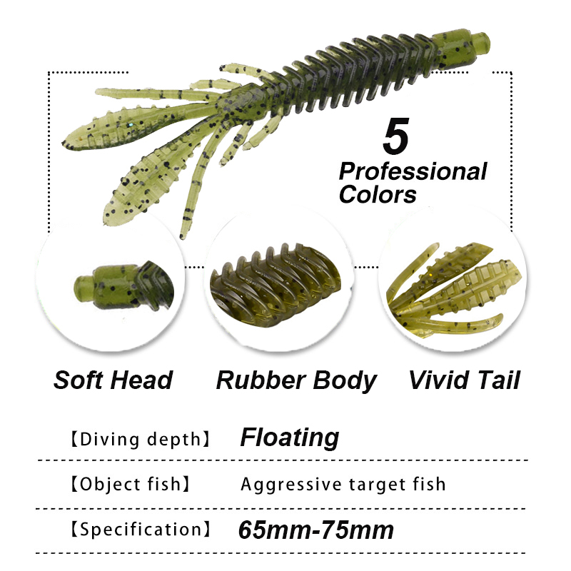 WESTBASS 5PCS Soft Larva Baits - Fishing Equipment Deals 评论和价格