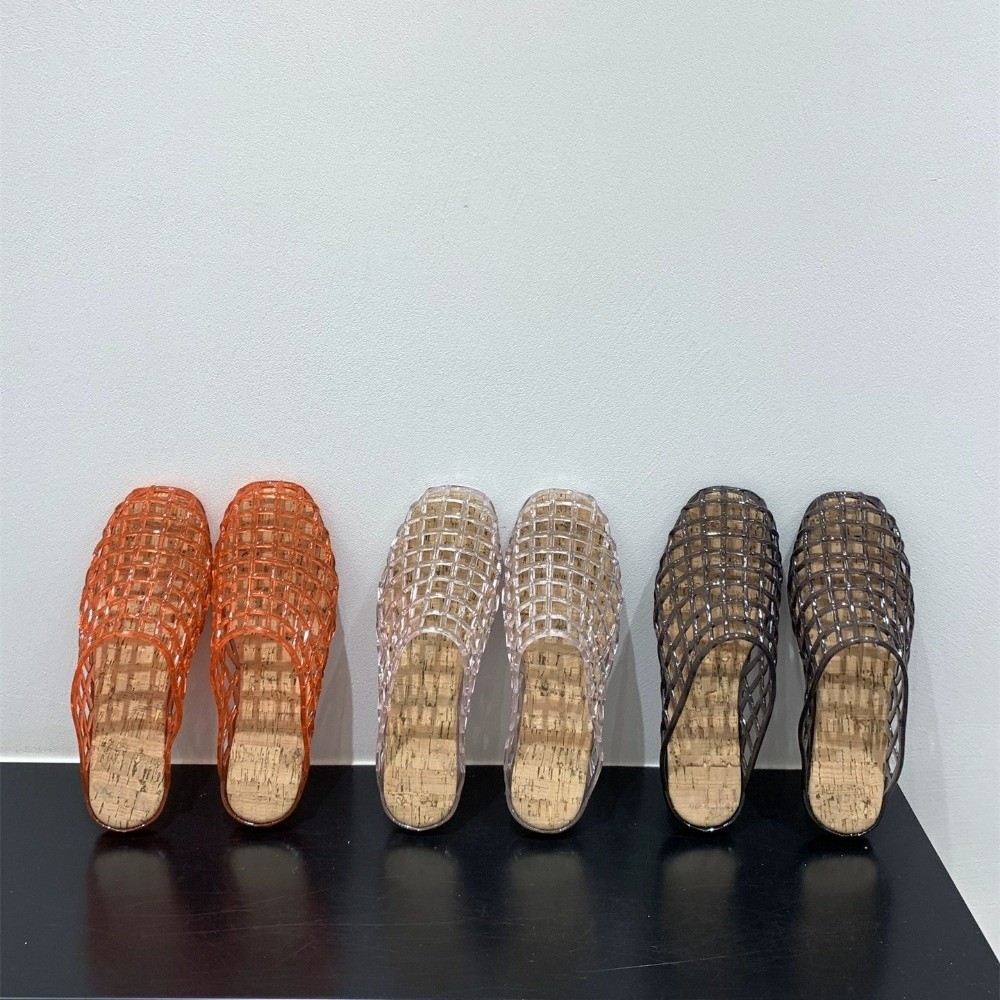 Round Toe PVC Crystal Slippers - Fishing Net 评论和价格