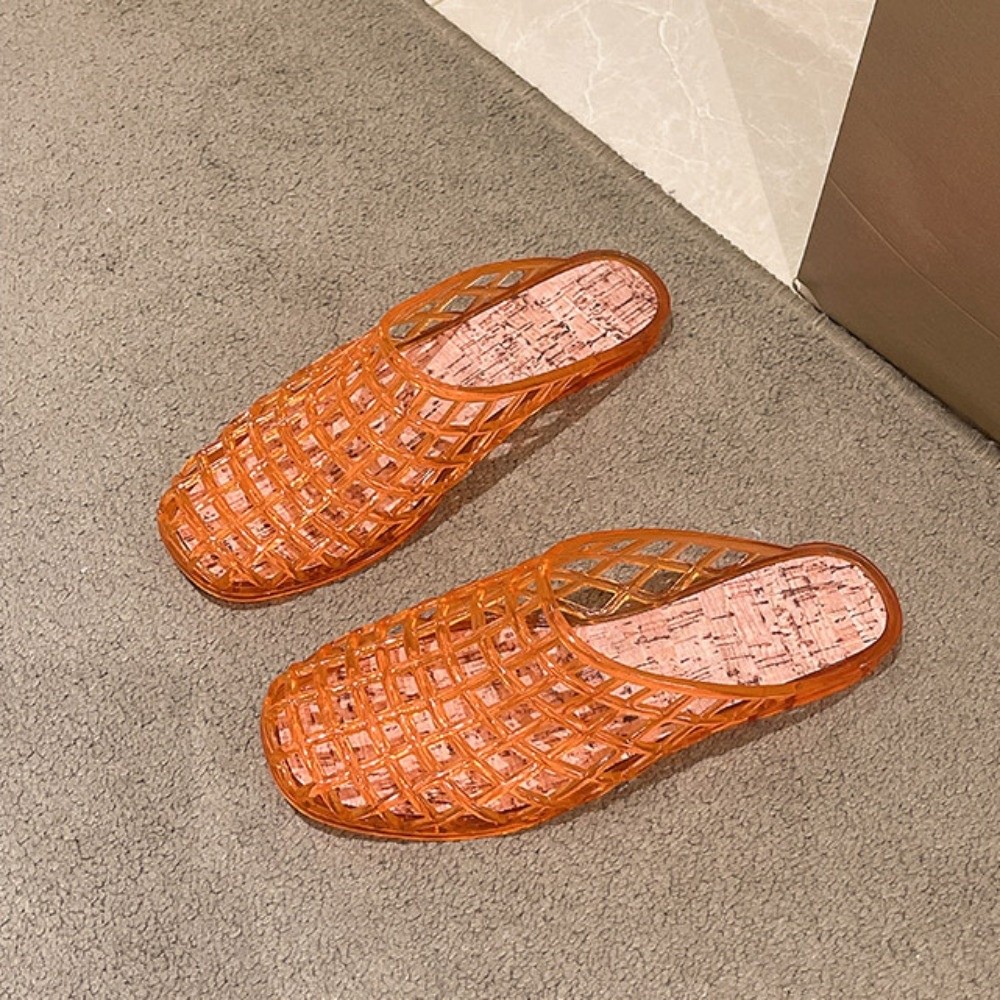 Round Toe PVC Crystal Slippers - Fishing Net 评论和价格